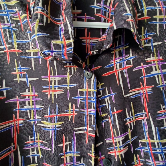 90s Vintage Satin Button Up Blouse - Picture 2 of 12